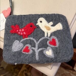 Vintage Klippan boiled wool zipper pouch NWT